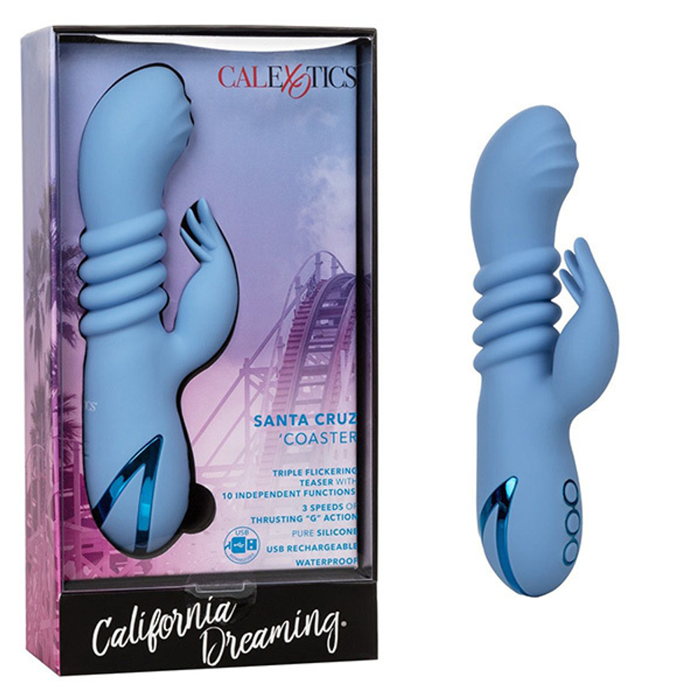 Голубой вибромассажер-кролик California Exotic Novelties Santa Cruz Coaster SE-4350-70-3