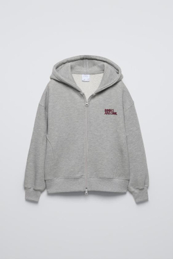 ZARA ХУДИ GARMENT, СЕРЫЙ С МЕЛАНЖЕВЫМ ЭФФЕКТОМ