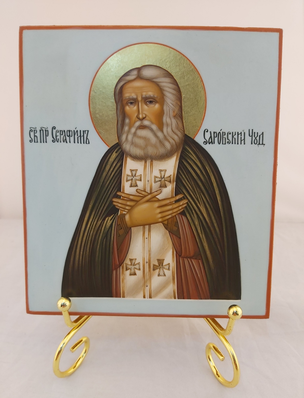 Икона Святого Серафима Саровского (Палех)