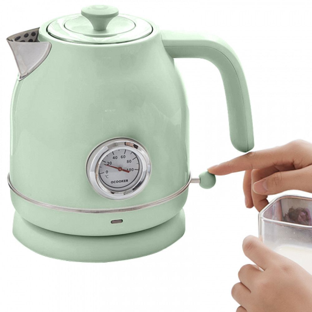 Чайник электрический Xiaomi Qcooker Retro Electric Kettle 1.7L, Оливковый (с датчиком температуры)