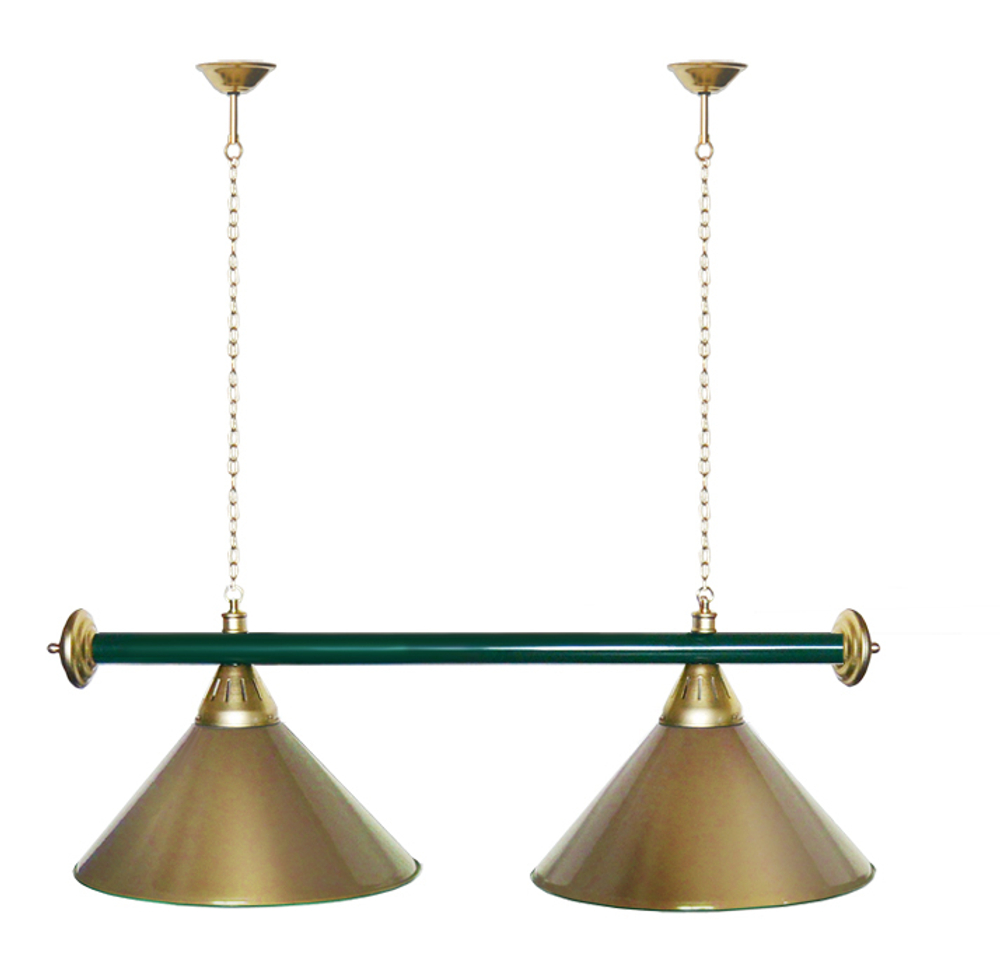 Лампа STARTBILLIARDS 2 пл. (плафоны зеленые,штанга золотая,фурнитура золото)