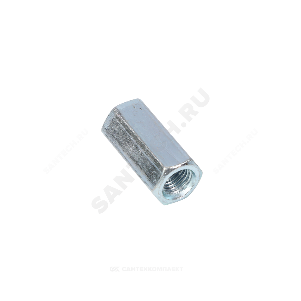 Гайка удлиненная стальная оц М12х36 к.п. 5 шестигранная DIN 6334 .