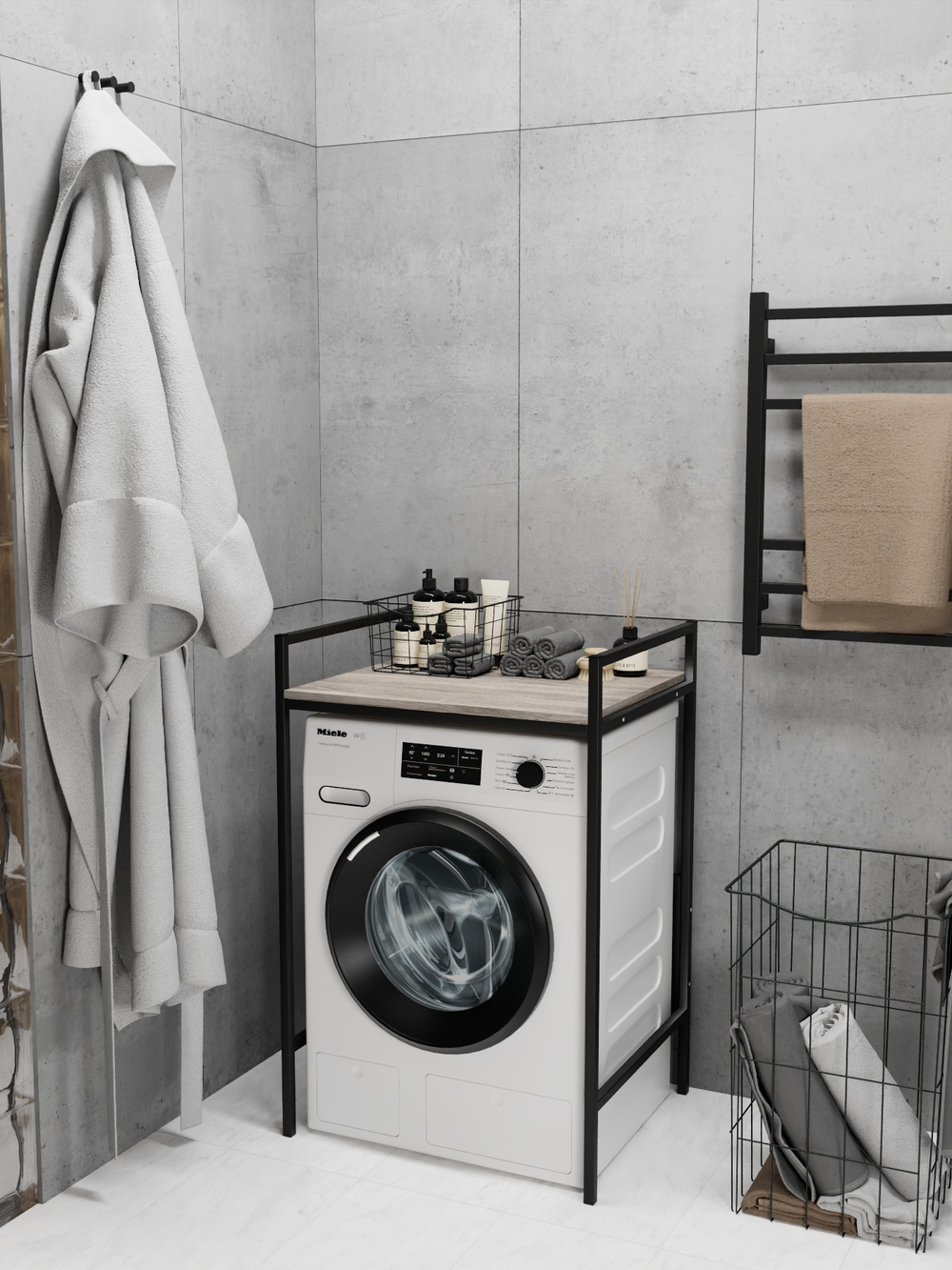 Стеллаж в ванную для стиральной машинки AQUA