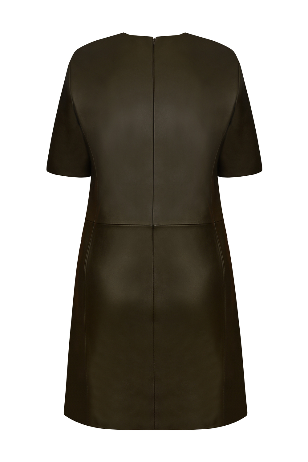 Зелёное кожаное платье