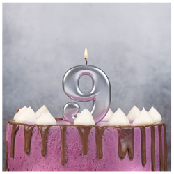 Свечи-цифры Серебряные, 8 см.