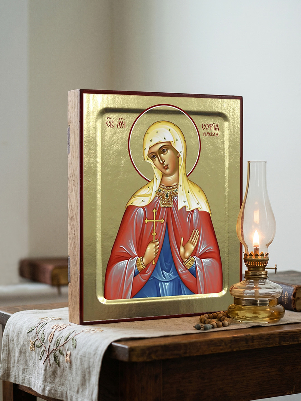 Икона Софии Римской, мученицы на дереве: 125 х 160 (Синопсисъ)
