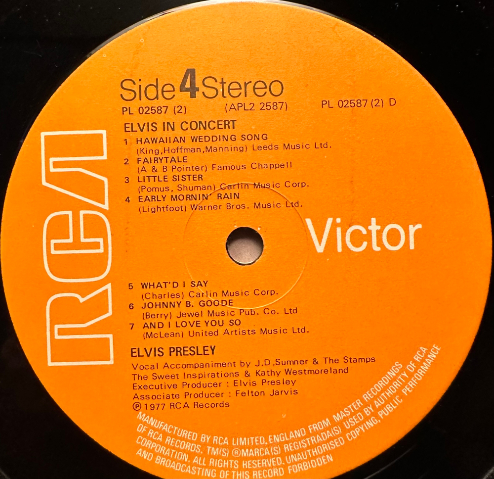Elvis Presley - Elvis In Concert 2LP (Англия 1977г.)