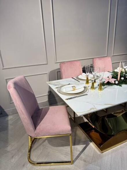 Стул обеденный Ist Casa Пресли, 45х44х92, пыльная роза, золотой