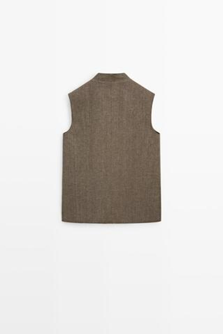 Massimo Dutti Меланжевый льняной жилет, черепаховый