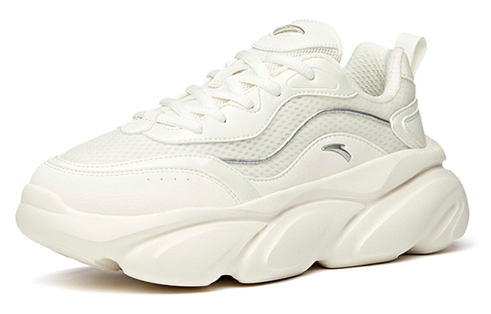 Anta Claw Meow Shoes Cushioning Slip Resistant Abrasion Resistant Breathable Low top Chunky Sneakers Women"s White