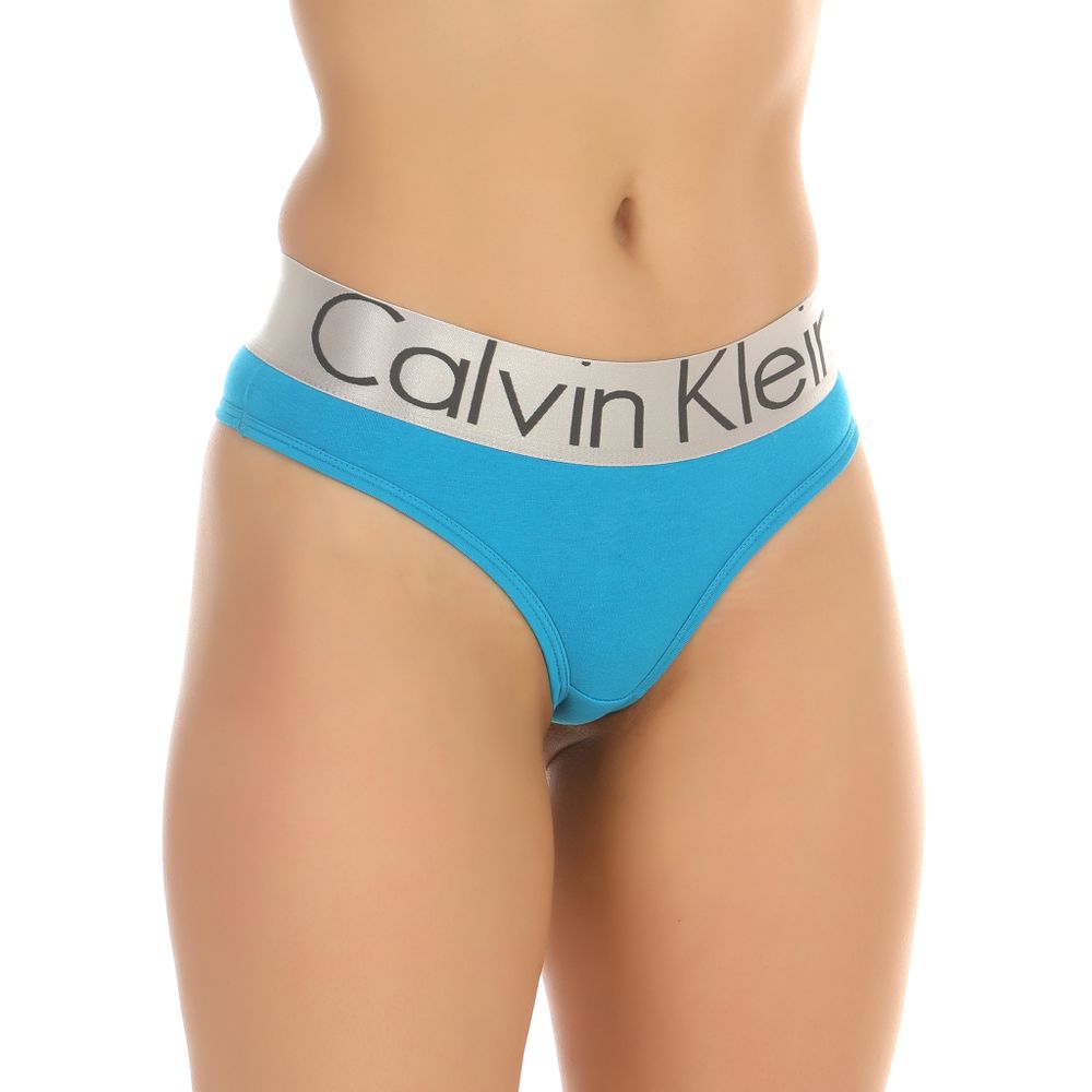 Женские трусы тонги голубые Calvin Klein Women Steel Blue