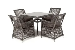"Айриш" обеденная группа плетеная на 4 персоны, цвет графит