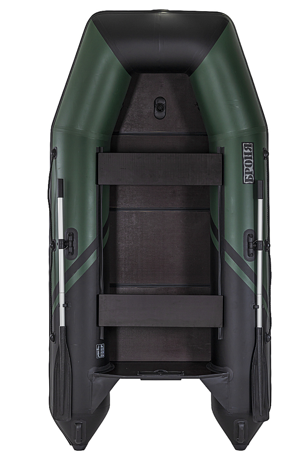 Броня-280 СК слань+киль зеленый-черный (лодка ПВХ под мотор с усилением)