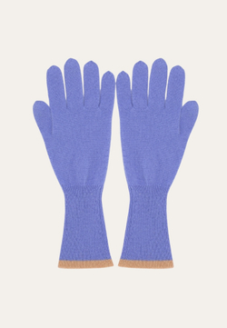 Перчатки голубые с бежевой окантовкой