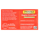Twinings, English Breakfast, черный чай без кофеина, 50 чайных пакетиков, 100 г (3,53 унции)