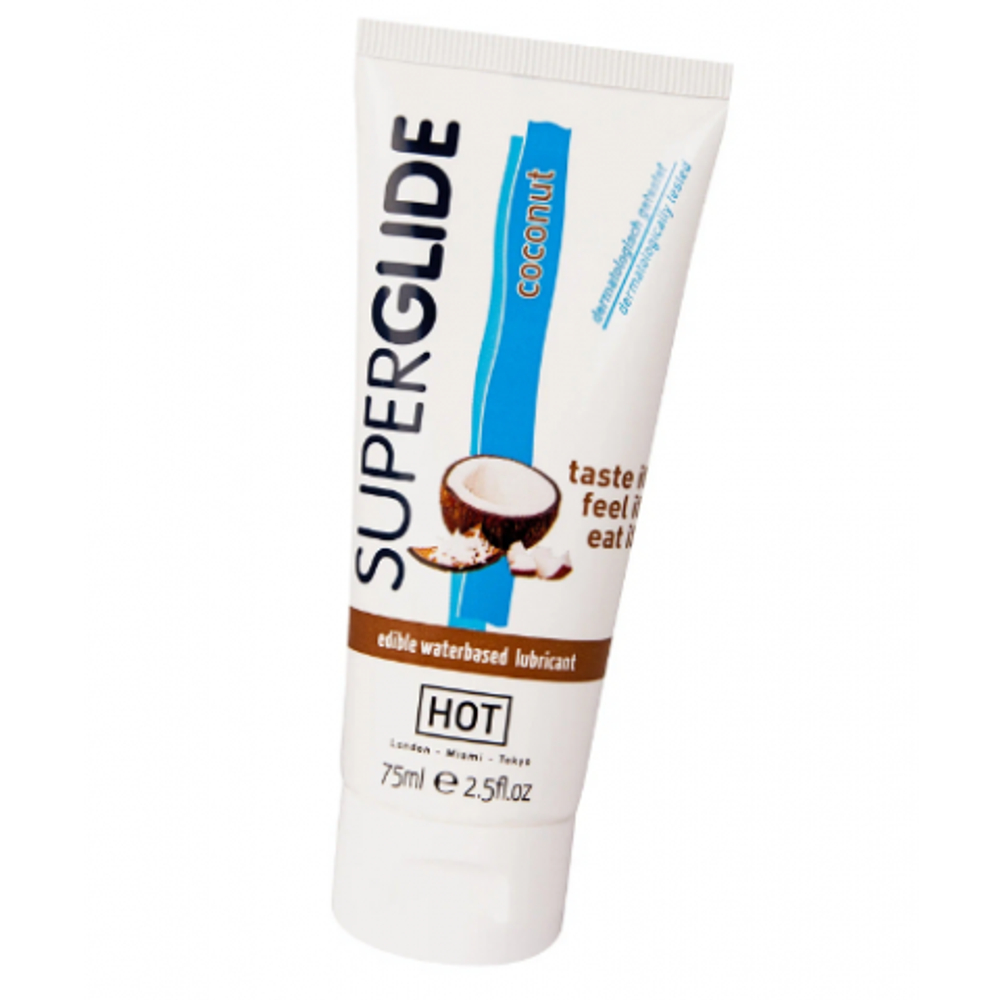 Гель лубрикант на водной основе с ароматом и вкусом кокоса «Superglide» HOT 75 мл.