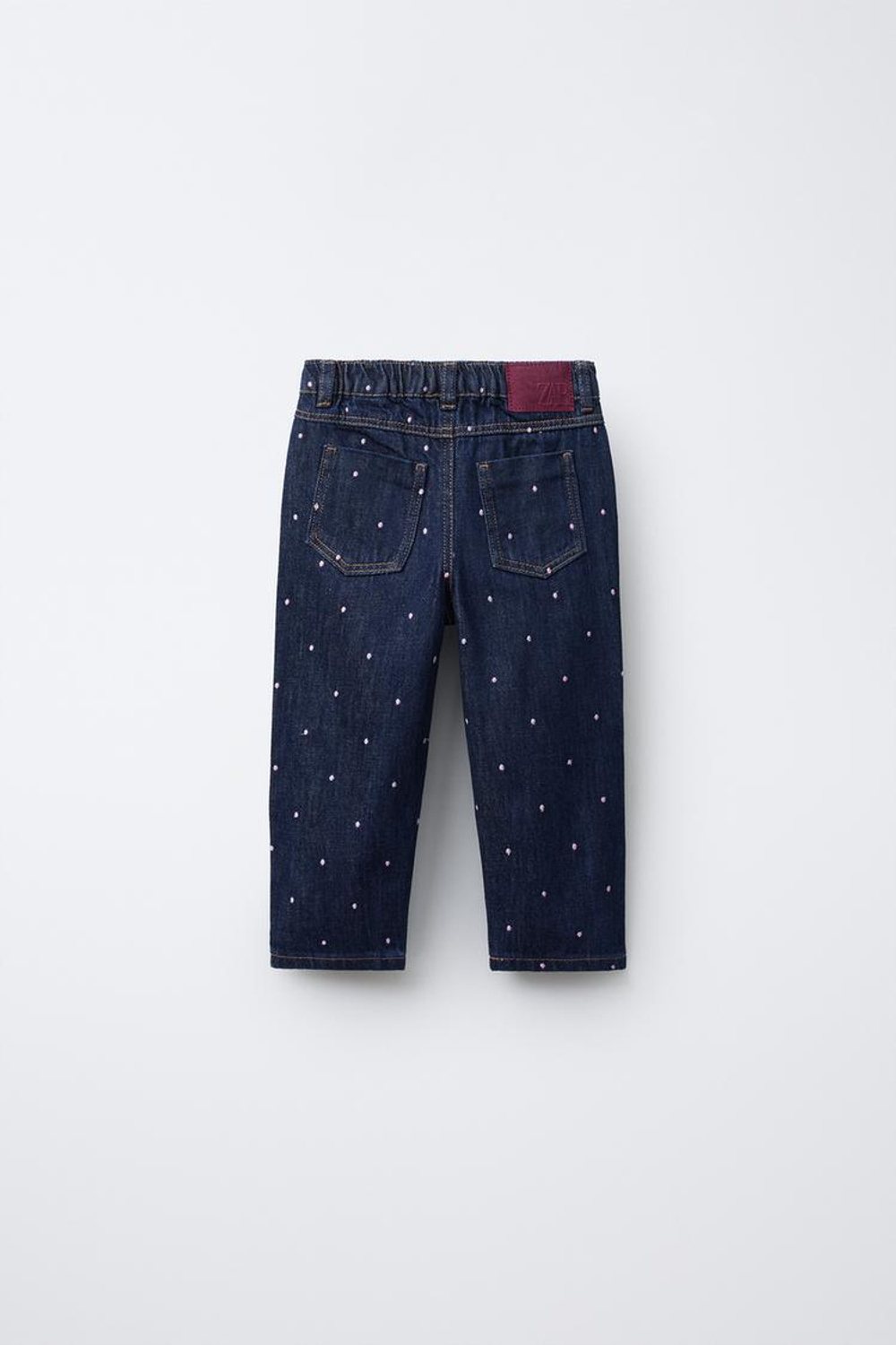 ZARA ДЖИНСЫ MOM FIT С ВЫШИВКОЙ, ВЫЦВЕТШИЙ СИНИЙ