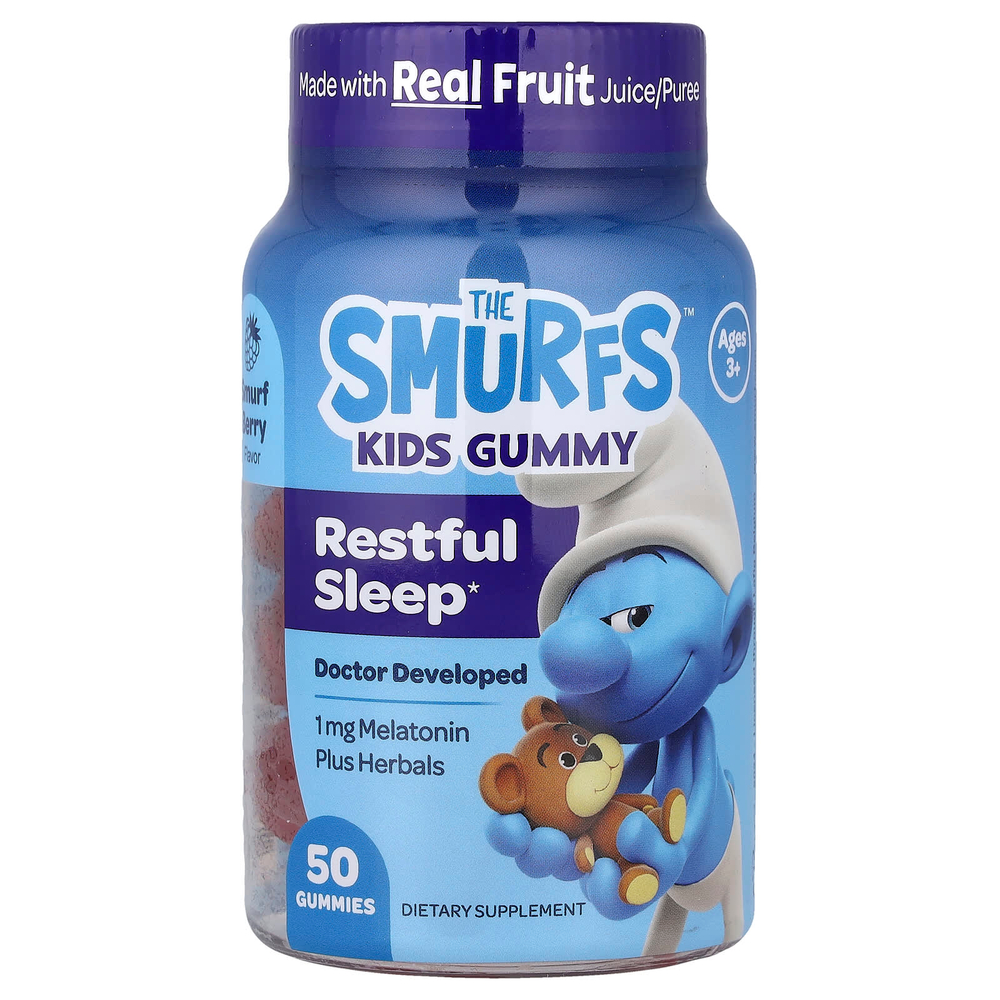 The Smurfs, добавка для спокойного сна, для детей от 3 лет, ягодный вкус, 50 жевательных таблеток