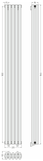 Сунержа Эстет-11 1800х225 5 секций