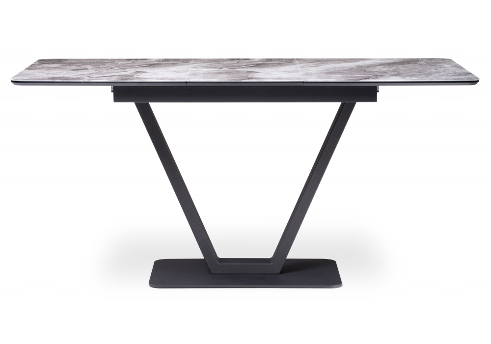 Стол стеклянный Woodville Бугун мрамор серый, черный