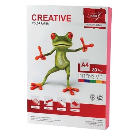 Бумага цветная А4, 80г/м2, Крис Intensive, 100л, розовая