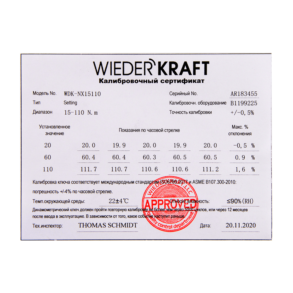 WDK-NX15110 Динамометрический ключ 15-110 Нм, трещотка с проходным приводным квадратом 3/8"