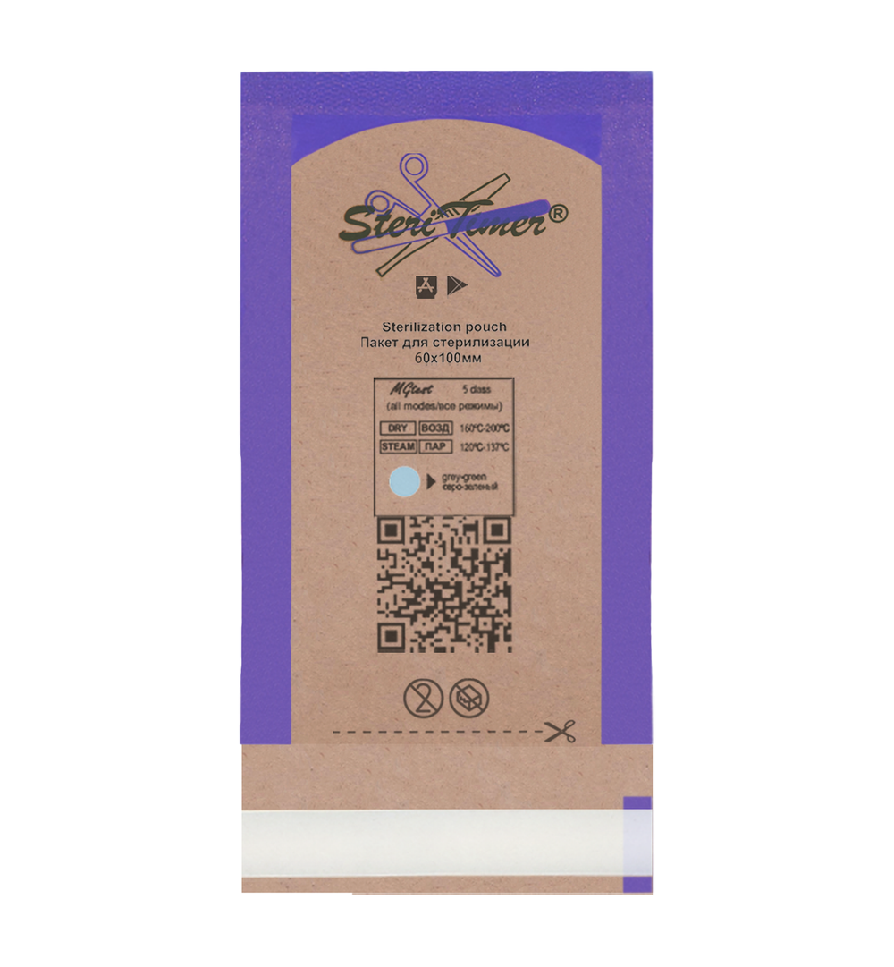 Пакет комбинированный плоский SteriTimer 60х100мм (100шт)