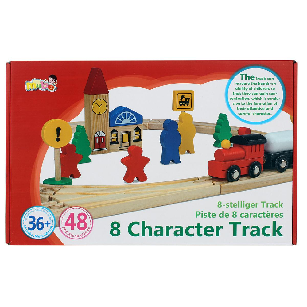 Развивающая игрушка деревянная Деревянная дорога с поездом 48 деталей, коробка C-41824