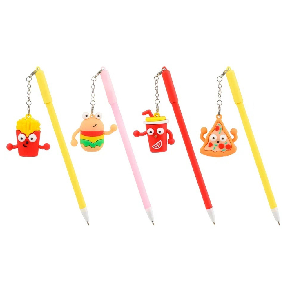 Ручка шариковая, Basir, синие чернила, серия "Фаст-Фуд", цветной корпус с фигуркой, 30 шт