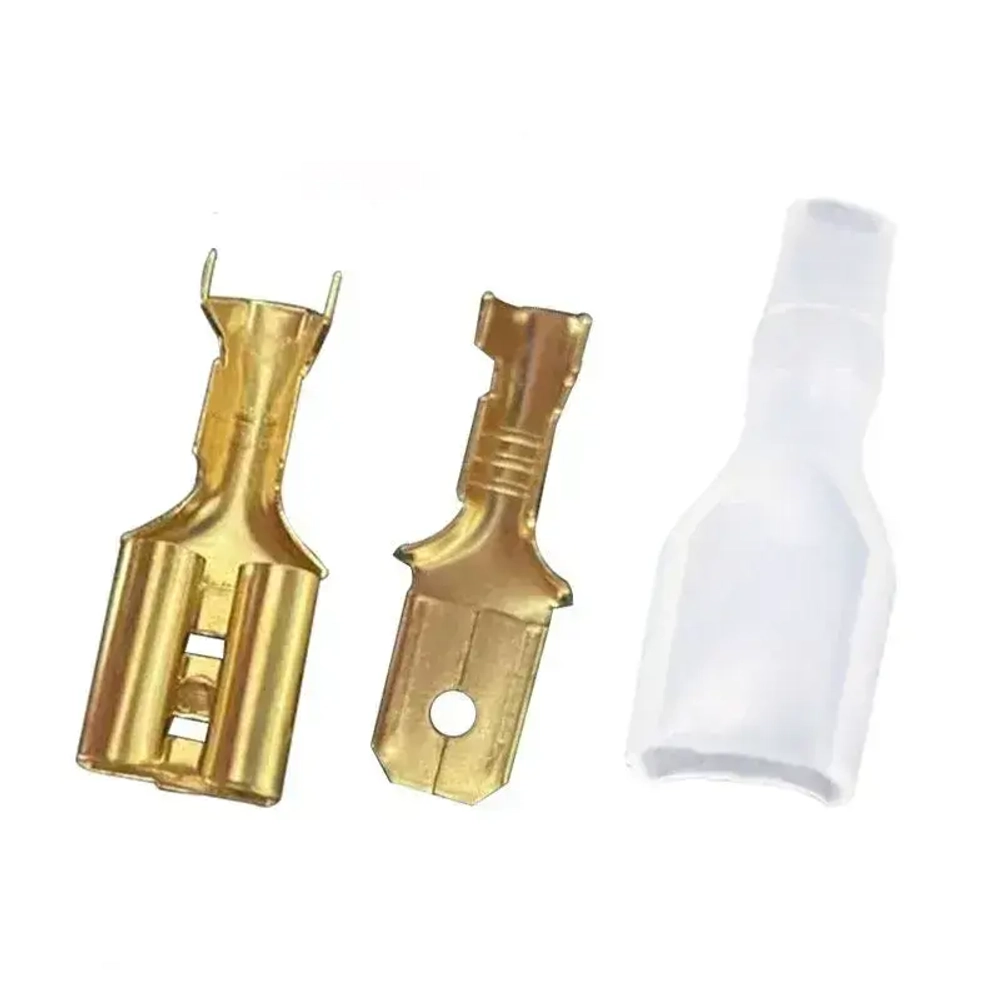 Набор контактов штыревых 6.3 мм (папа) 50шт+(мама)50шт+100шт изоляции.