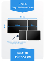 Двухэлементная(П) магнитная полимерная школьная доска 1500х850 чёрная
