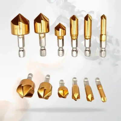 Набор зенкеров по металлу и дереву 6, 8, 9, 12, 16 и 19мм с титановым покрытием, в наборе 6шт