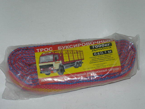 Трос буксир. (7 т) лента 2 крюка /5 м/ авиа-капрон (Абсолют)