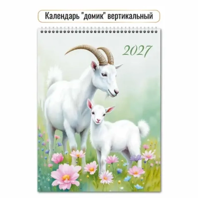Календарь-домик вертикальный 2027 символ года на лугу