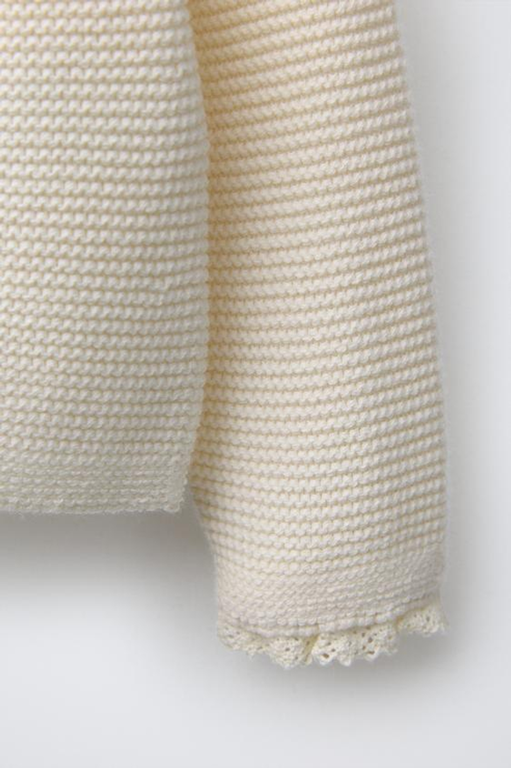 ZARA КАРДИГАН С КРУЖЕВНЫМИ ВСТАВКАМИ, ЭКРЮ