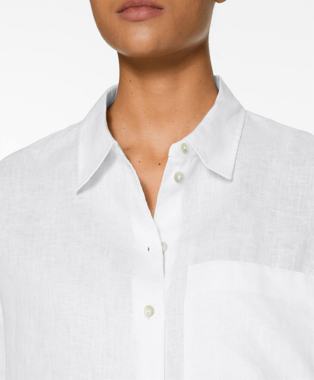 Oysho Льняная рубашка, белый
