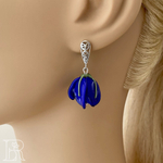 LEFIREL' Серьги серебряные женские "Индиго" с цветами из муранского стекла / ювелирные украшения из родированного серебра 925