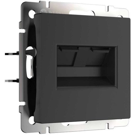 Розетка Werkel двойная Ethernet RJ-45 черный матовый W1182208 4690389157004