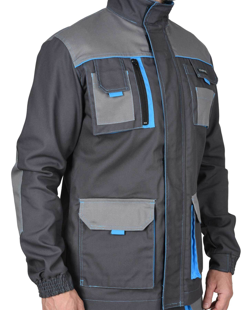Куртка "Двин" цв. т.серый со средне серым и голубой отделкой (ЧЗ)