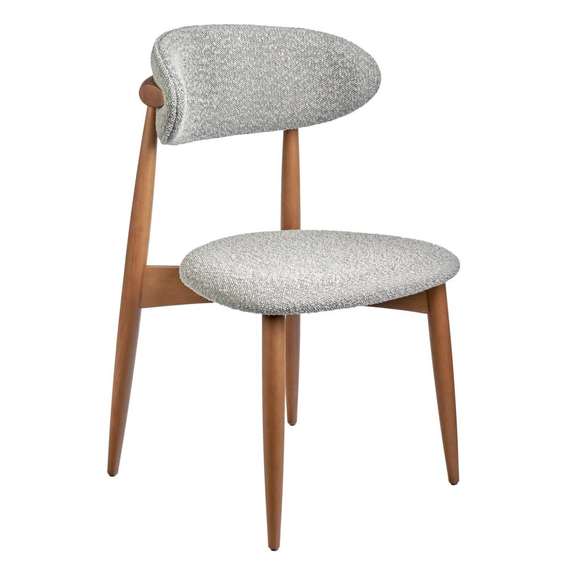 Стул Mod, светло-серое букле, каркас из массива бука в цвете орех