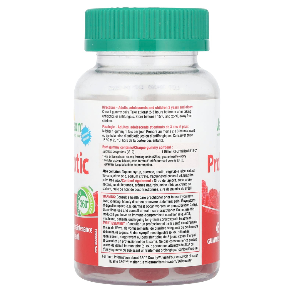 Jamieson Vitamins, Жевательные мармеладки с пробиотиками, со вкусом ягод, 45 жевательных таблеток