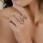 Кольцо Franck Herval, Emy, разъемное, с перламутром, стразами и кристаллами, FH26.1-19-63821 (розовы