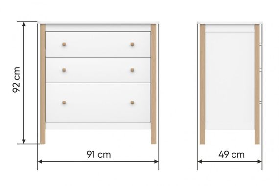 Комод Ellipse Classic 3 ящика Белый