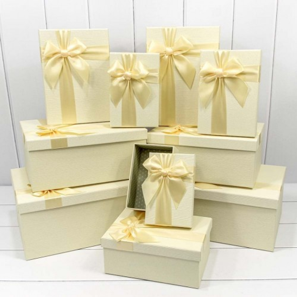 Коробка 34х26х15.3 см Набор 10 шт "Бант" (Бежевый)