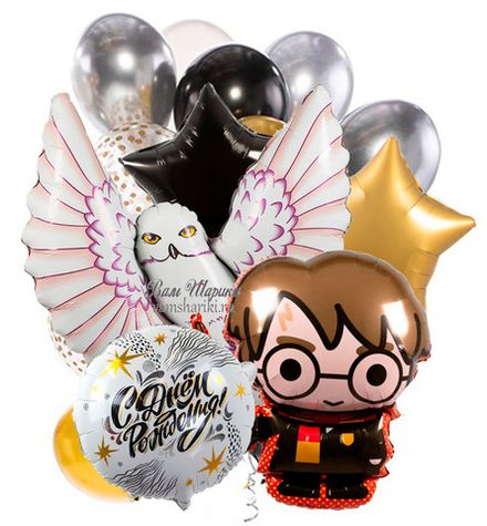 Букет шаров "Гарри Поттер и Сова на День Рождения"