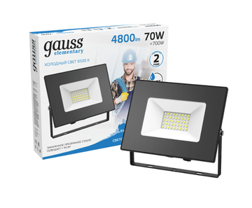 Прожектор светодиодный Gauss LED 70W IP65 6500К чёрный 613100370