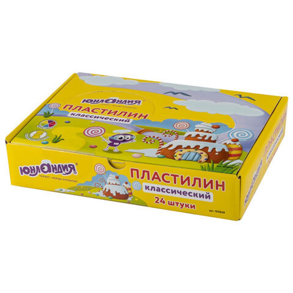 Пластилин ЮНЛАНДИЯ (1 брусок), брусок 60 г, ассорти, ВЫСШЕЕ КАЧЕСТВО, 105868
