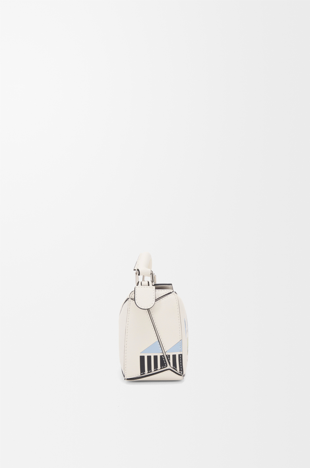 Loewe Мини-сумка Puzzle Futurist Cat из классической телячьей кожи, экрю