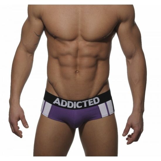 Мужские трусы брифы фиолетовые Addicted purple sportive stripes brief H71