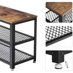 Полка для обуви, ДСП+сталь, 3 секц, 73х30х45 см, с сиден, корич-черн, Vasagle, Лофт, LBS73X